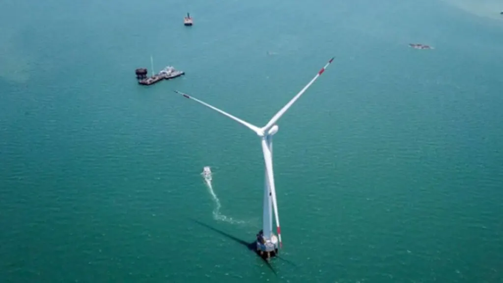 Offshore wind turbine installed at the Fuqing Xinghua Bay wind farm